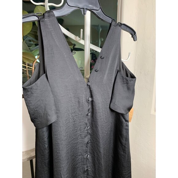 Rachel Rachel Roy Size S/M Black Double V Swing Dress Cold Shoulder Mini 6945 - Picture 16 of 16